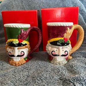 Applause Sugar Plum Soldier Christmas Holiday Mugs Set (2) In Box